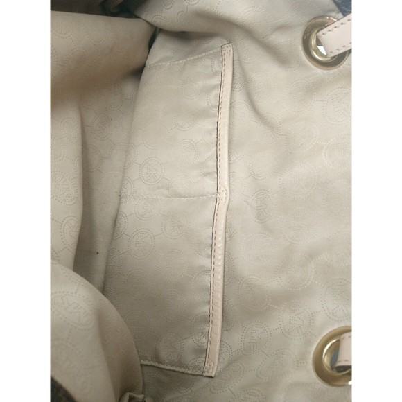 Michael Kors Jet Set MK Logo Brown Leather Tote Bag Purse - Picture 8 of 10